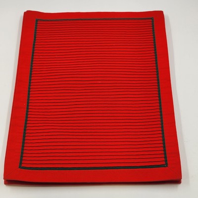 Set of 4 Solid Red Pleated Line Holiday Placemats with Green Piping 17.5"x12.5"