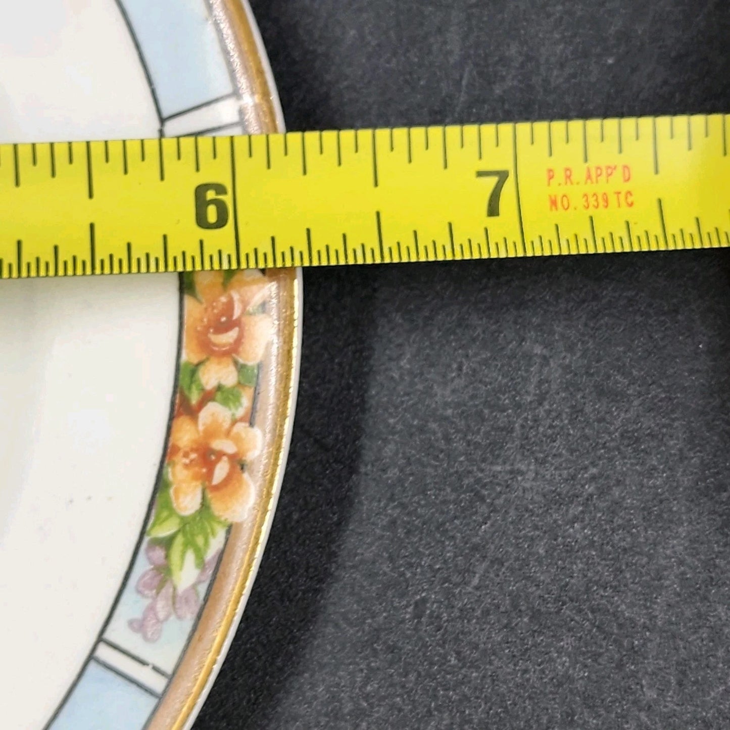 6 Nebraska Blue Bread & Butter Plates England Blue Rim Flower Accent J&G Meakin