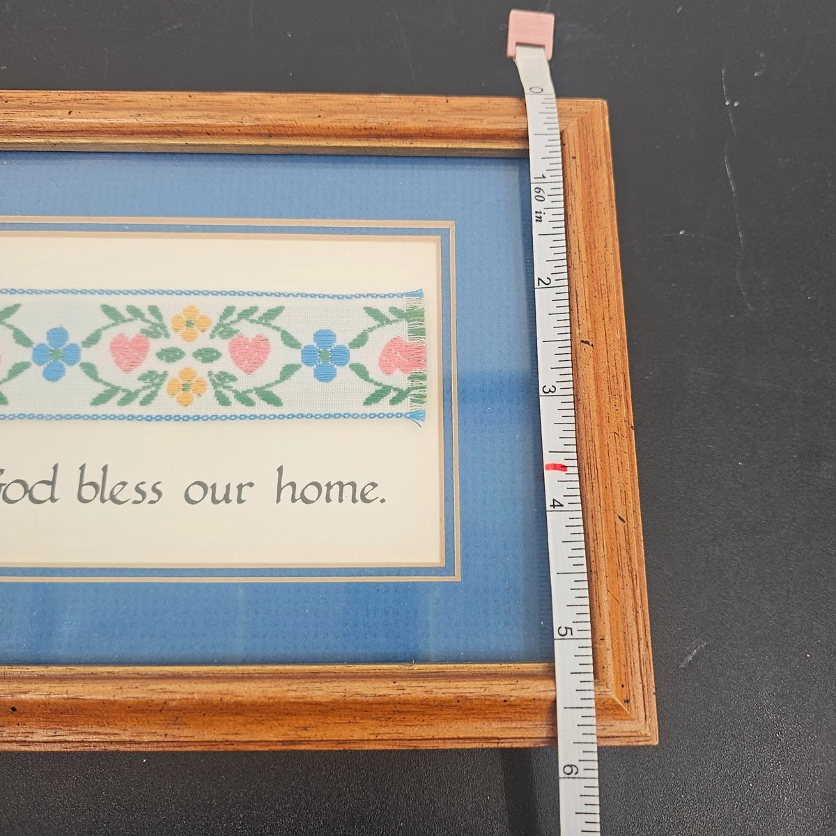Isidore Limited God Bless Our Home Framed Needle Wall Art 6" x 8" No. 218 Vtg