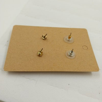 Set of 2 Stud Earrings Silver Tone with Purple and Blue Rhinestones