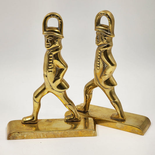Virginia Metalcrafters Pair of Brass Hessian Soldiers Door Stoppers Bookends Vtg