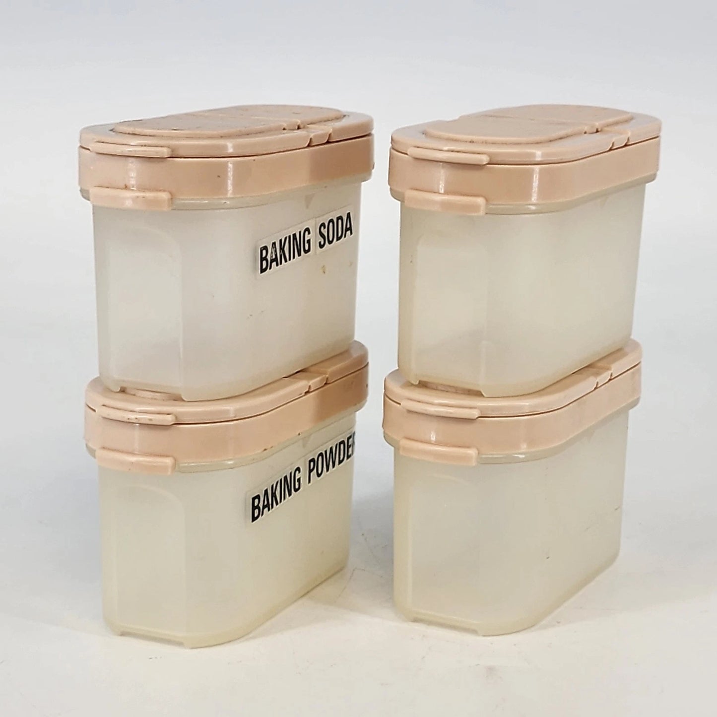 4 Tupperware 1843-23 Modular Mates Spice Containers Storage Beige Lids Vintage