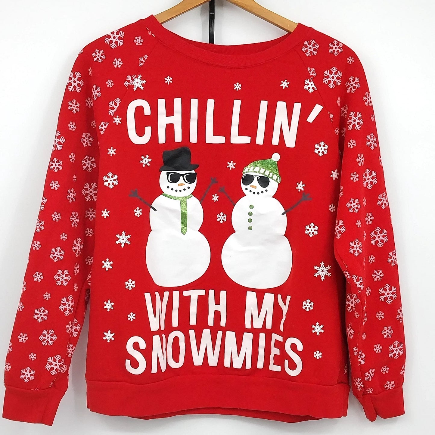 Freeze Chillin' With My Snowmies Sweatshirt Juniors 11-13 Christmas Snowman Vtg