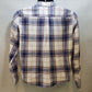 Joe Fresh Women Plaid Shirt Top Blue/Tan Button Down Long Sleeve Large Pockets