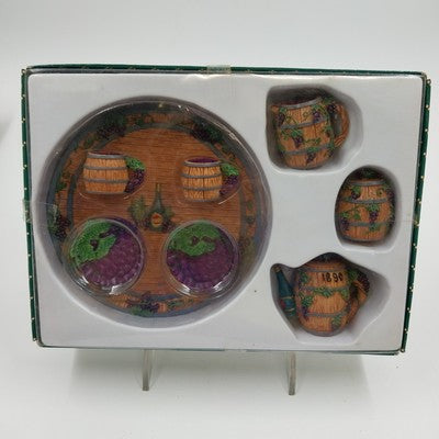 Ranger Polyresin Miniature Tea Set Grape Vineyard w/ Box Collectible Decor