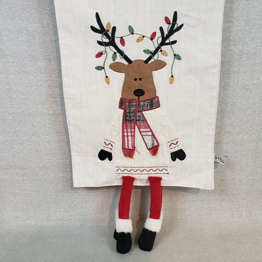 Nicole Miller Christmas Reindeer Table Runner New 14" x 72" Legs Over the Ends