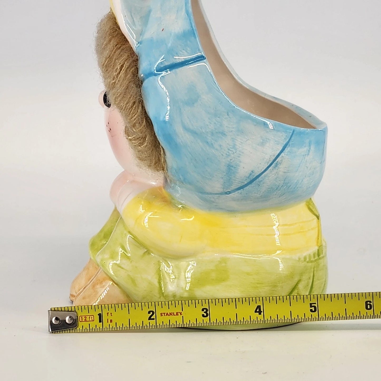 Vintage Nancy Pew Little Boy Planter Japan Spaghetti Hair Blue