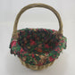 Gold Wicker Basket Liner Holiday Christmas Gift Handled Woven Display Oval