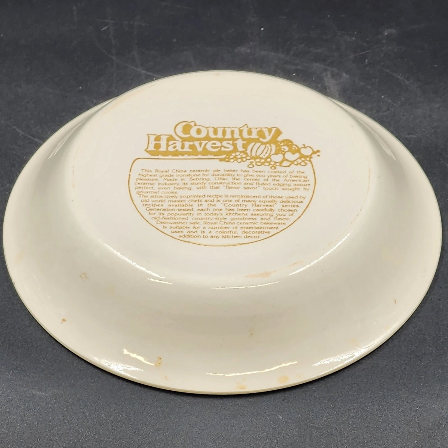 Royal China by Jeannette Quiche Lorraine 11" Recipe Pie Plate USA Made Ceramic