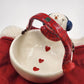 St. Nicholas Square Snowman Basket Candy Dish Button Up with Stocking China 7"