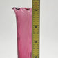 Pilgrim Cranberry Glass Bud Vase 7" Swirled Neck Ruffled Rim Hand Blown