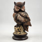 Bisque Owl Figurine on Tree Stand 12" Ceramic Hand Painted Byron Mold 1977 Vtg