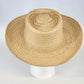 Sun Hat Straw Natural Woven Fedora Women’s Size Large Made in Mexico Wide Brim