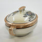 Japan Porcelain Covered Vegetable Bowl Hand Painted Floral Orange Luster 5.25"