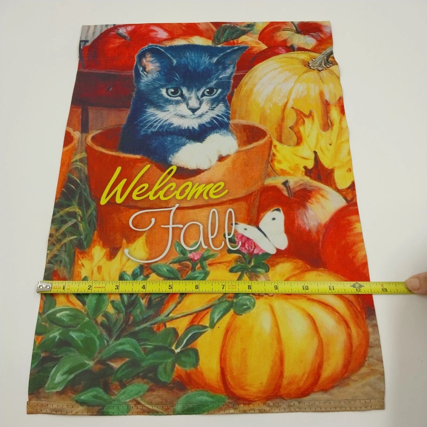 Set 4 Fall Autumn HOLLOWEEN WELCOME Theme with Pumpkins Mini Garden Flags Banner