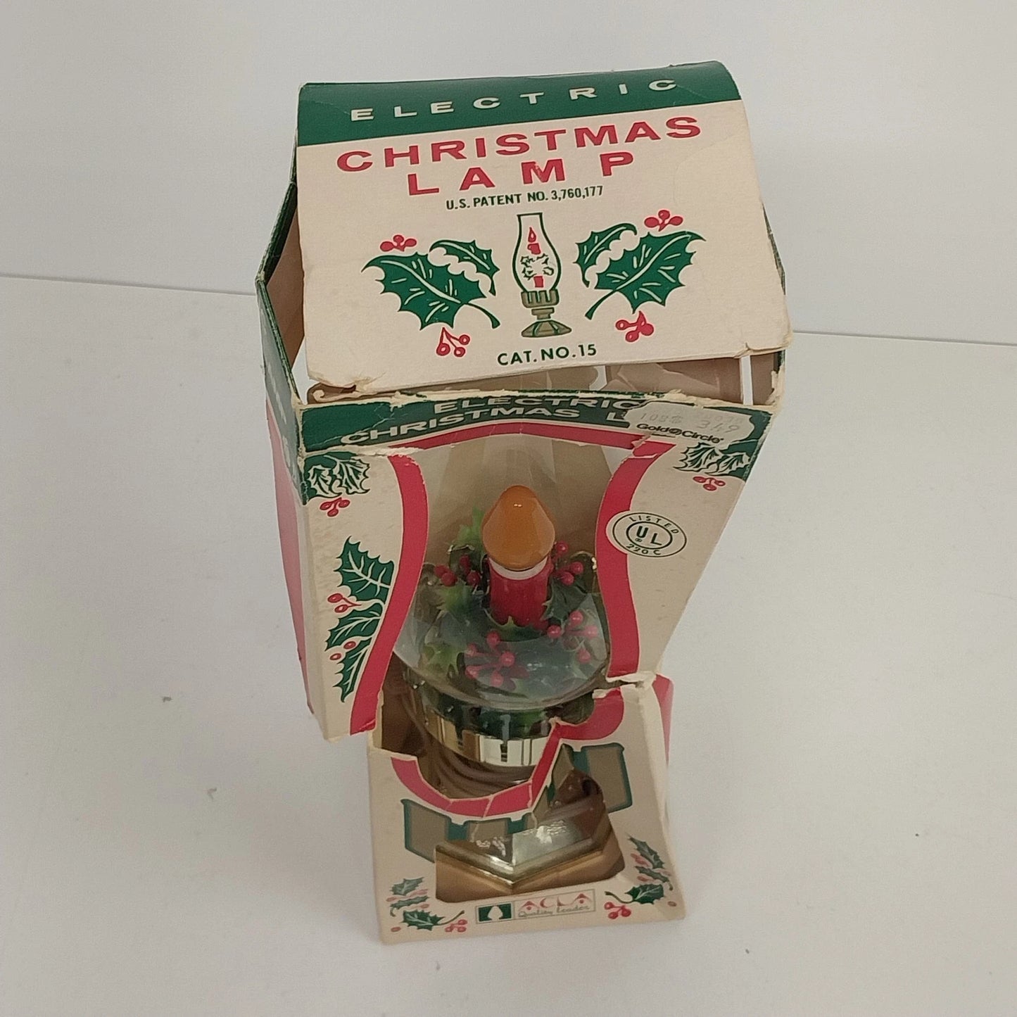 Vintage ACLA Bubbling Electric Christmas Hurricane Lamp Holly Decor