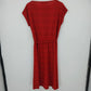 Strait Lane Red Plaid Dress Self-Tie Waist Women's 14 Short Sleeve Polyester 41"