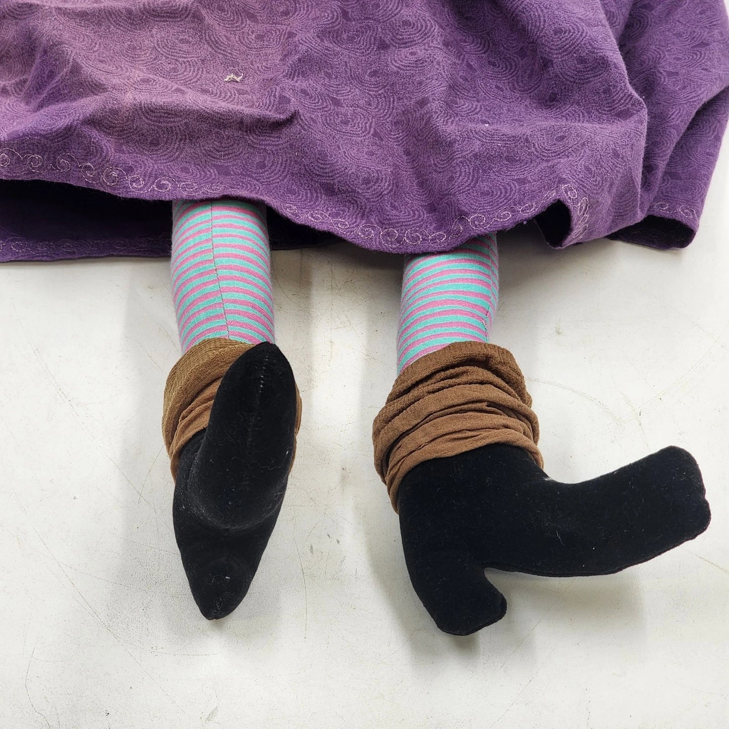 Red Hat Society Cloth Doll 37" OOAK Handmade Purple Dress Vintage Jewelry 2015