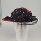 Women's Red Derby Dress Hat Wide Brim Polka Dot Bow Mesh Trim Vintage 11"