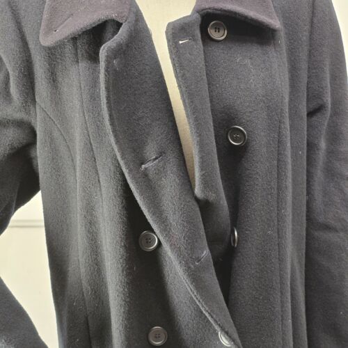 Women's Double Breasted Wool Oval Coat Buttoned Size 4 Long Classic Warm Jacket