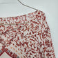 Women's Boho Embroidered Crop Top Medium White Floral Blouse