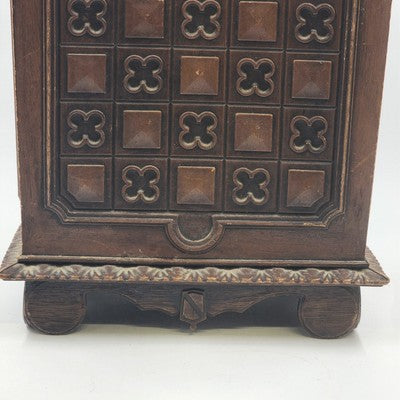 Vintage Faux Carved Wood Plastic Waste Basket Trash Can 14.75" MCM
