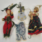 Christmas Ornaments Lot 4 Elf Knitting Lady Guitar Newfoundland Dog Mixed Media