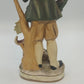 ARDCO Hunter Man & Wood Gatherer Woman Figurines Pair w Dogs 15" Japan Vintage