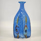 Milano Murano Sommerso Art Glass Vase Blue White Eyes 11.5 Inch
