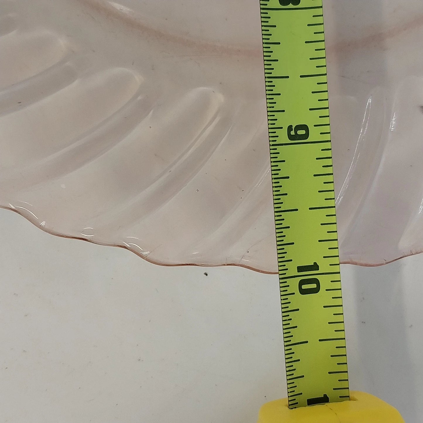 Fortecrisa Pink Swirl Ribbed Glass Dinner Plate 10” MCM Tableware Mexico Vintage
