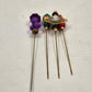 4 Cameo Hat Pins Black Purple Turquoise Red 4" Decorative Vintage Collectible