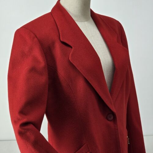 Norton McNaughton Red Wool Blazer Size 6 Single Button Zipper Pockets Fully Line