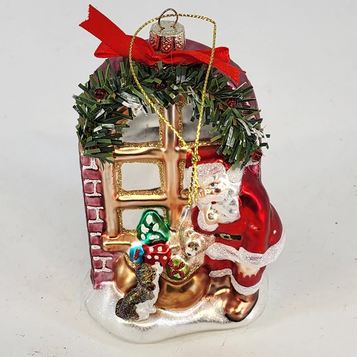 Christopher Radko Santa Puppy Mercury Glass Ornament 5" Christmas Poland Vintage