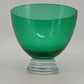 Crate & Barrel Emerald Green Art Glass Bowl Clear Base MCM Centerpiece Poland