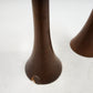 2 MCM Candle Holder Sticks Teak Wood Chrome Uppers 8.5" Danish Modern Vtg AS IS