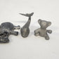 Pewter Figurine Lot 4 Whale Hippo Teddy Bear Sailing Ship Sculpted Animals Vtg
