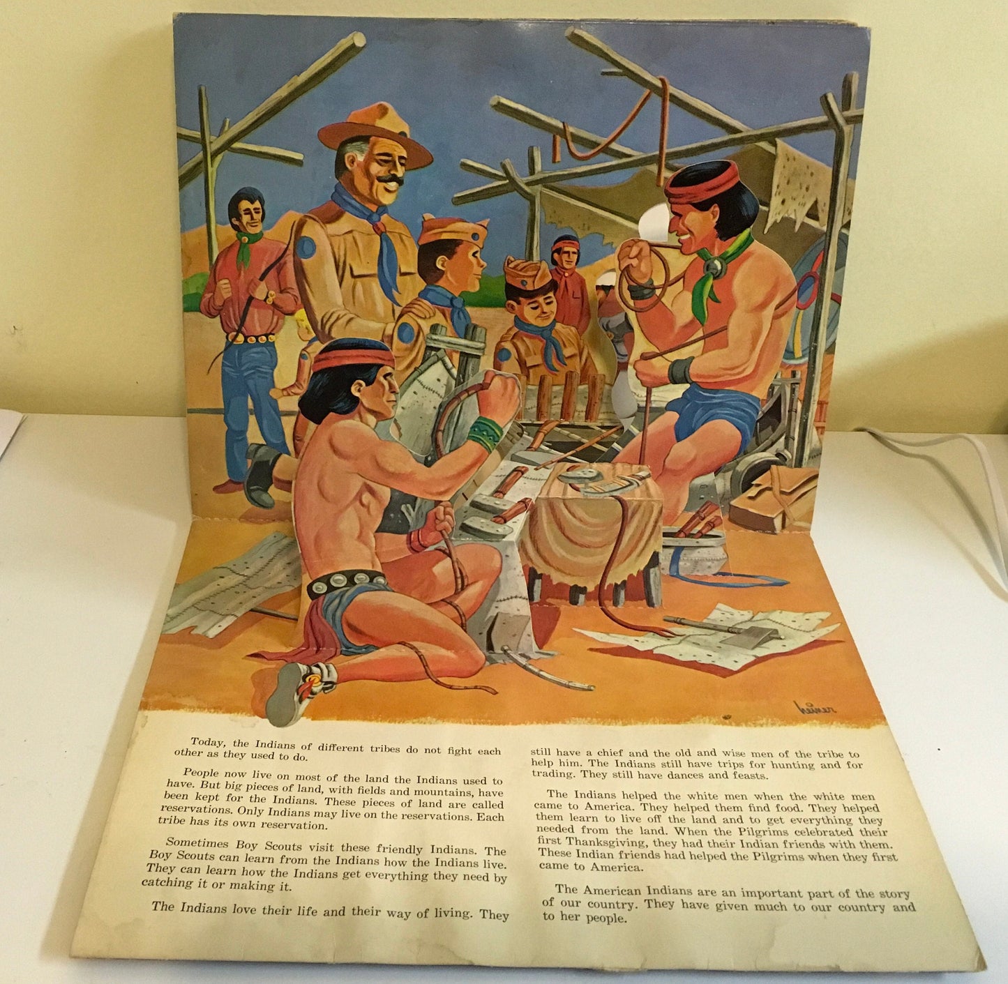 1960's Pop Up Book Boy Scout The Indians Living American Stories Native American Reservation History