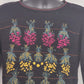 Cullinane Black Silk Blend Sweater L Floral Embroidery Shoulder Pads Vintage