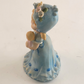 Napco Blue Girl w Doll Figurine Porcelain Bisque 4" Blue Blonde Japan