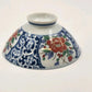 Set 2 Otagiri Japanese Arita Asian Imari Rice Bowl Blue Red Floral Motif 1960s