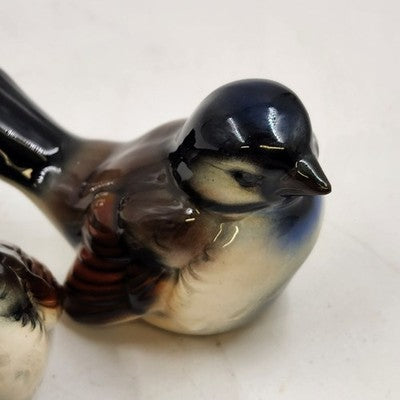 Set of 2 Goebel Sparrow Bird Figurine West Germany CV72 & CV73 Porcelain 2.5"x4"