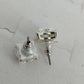 Square Clear Crystal Halo Stud Earrings Silver Tone Princess Cut Unbranded