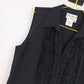 Fred David Black Ruffle Sleeveless Blouse Button Front Womens Petite Large PL