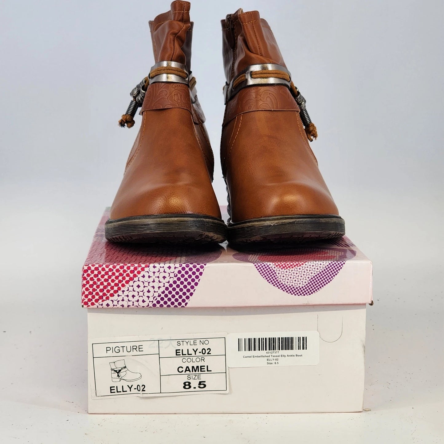 Via Pinky Elly-02 Ankle Boots Womens 8.5 Camel Tassel NWT
