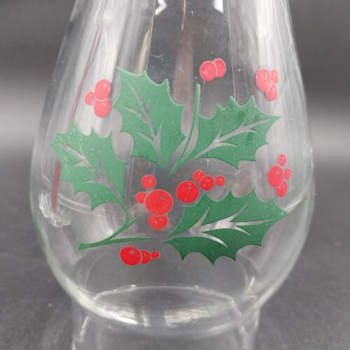 Indiana Glass Holly 3 Pc Clear Candlelamp Set Red Candle Holiday Classics USA