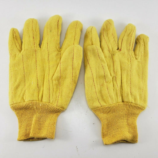 3 Men’s Large Yellow Work Gloves Clute Cut Knit Wrist Fleece Lined