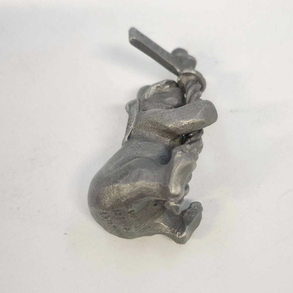 Rawcliffe P Davis Pewter Christmas Bear Holding North Pole Sign Figurine Vtg