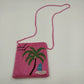 Ermo Collection Beaded Pink Purse Bag Palm Tree Design Lined Vintage China