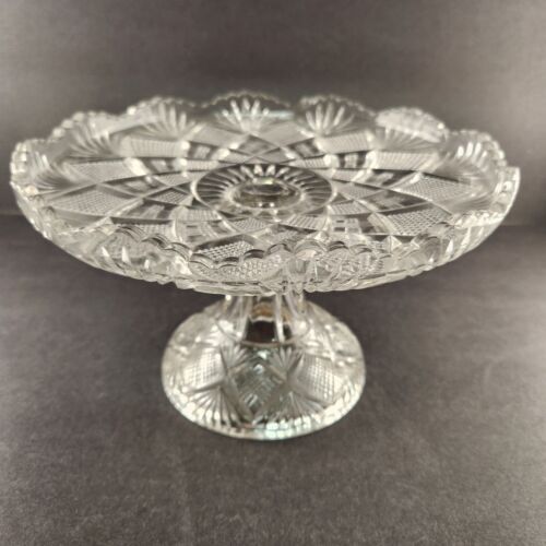 Duncan Miller Pedestal Cake Stand EAPG Paneled Diamond Quartered Block Vintage