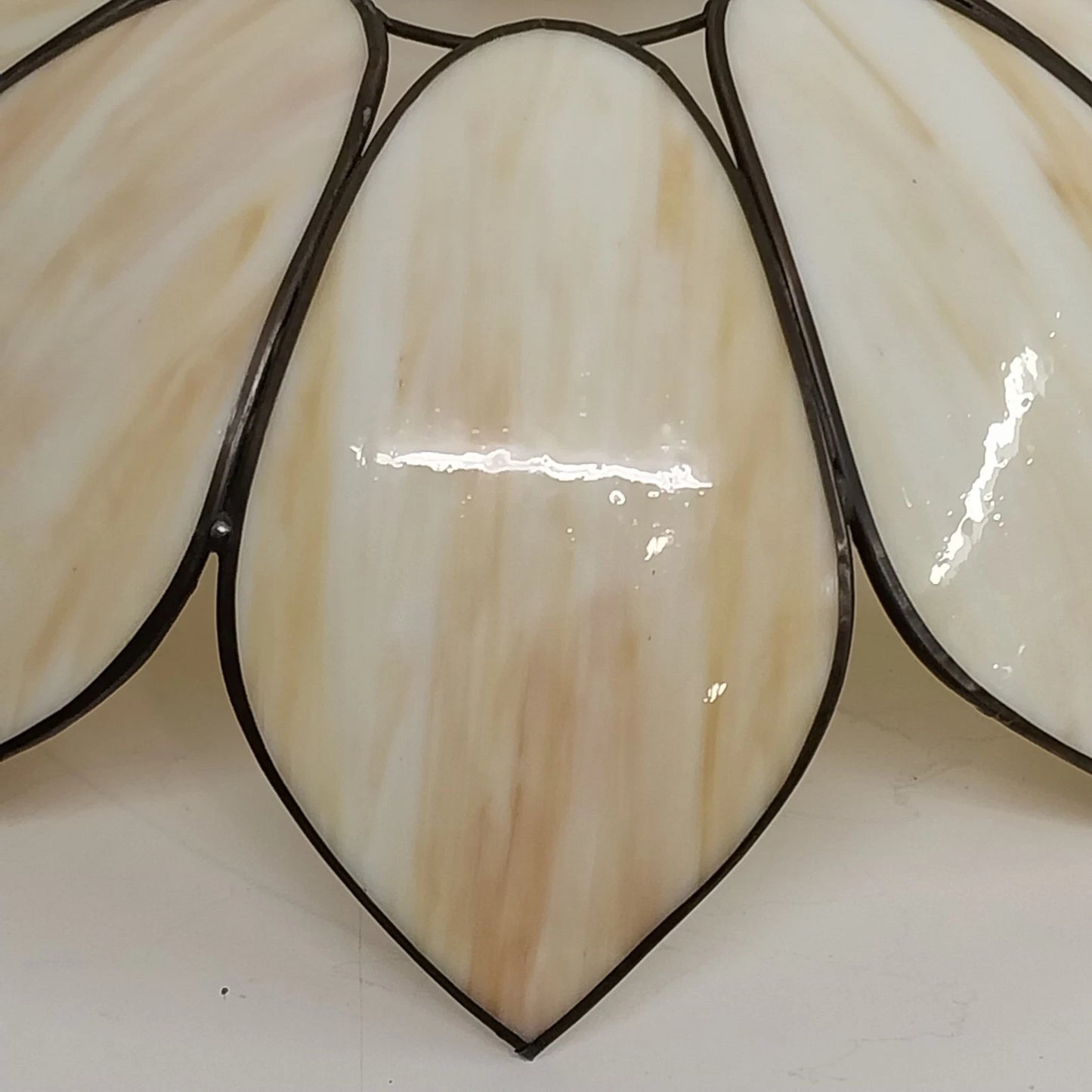 Vintage Slag Glass Tulip Pendant Lamp Shade 17 Inch Brass Fitter